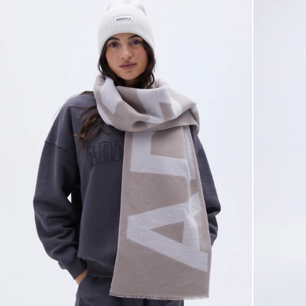 Adanola Knit Spellout Blanket Scarf Stone